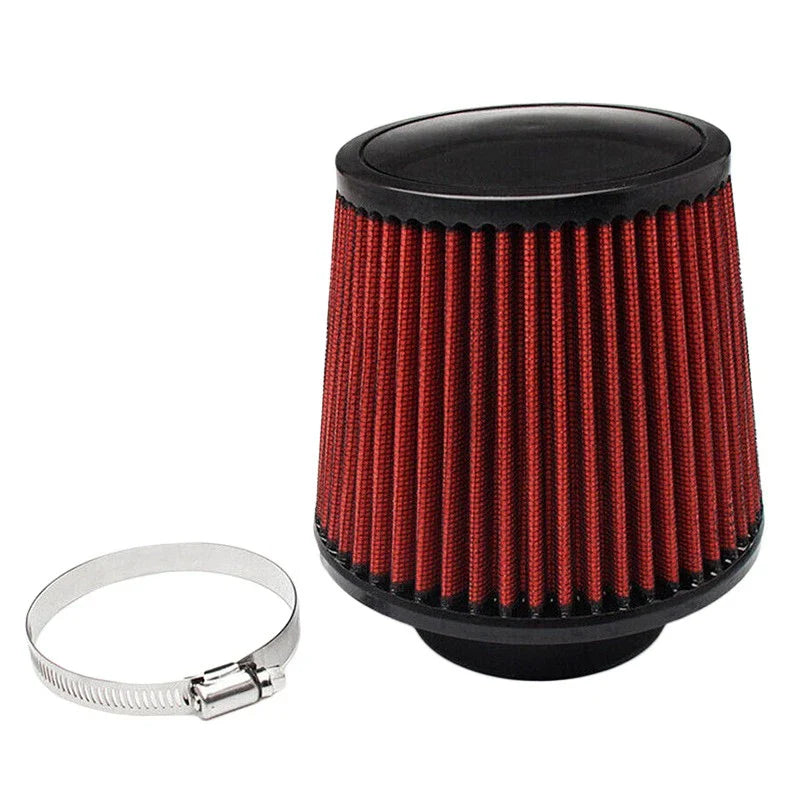 Universal Fit 3" Red Cold Air Intake Dry Filter with Clamp