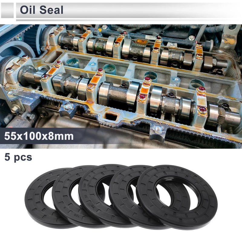 Make Model Oil Seal 55x100x8mm Black 5pc Seal Ring Shaft Nitrile Rubber