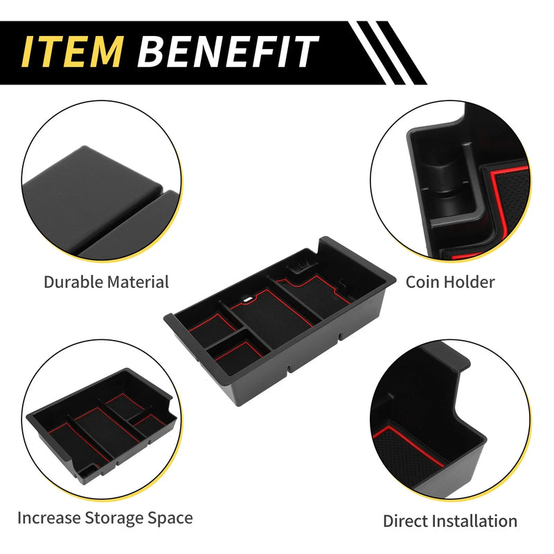 Chevy Silverado & GMC Sierra Black Red Full Center Console Organizer Tray