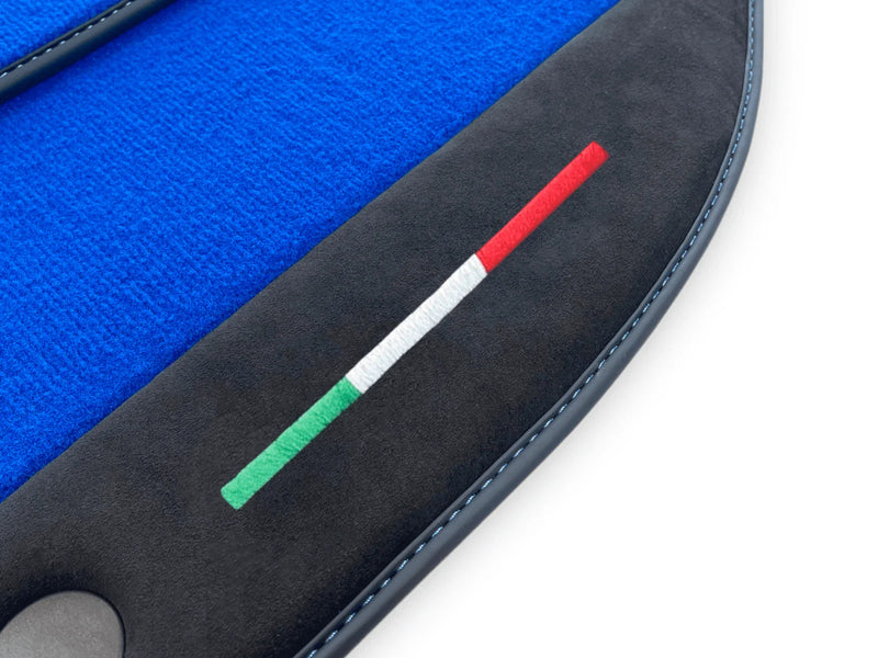 Ferrari 488 Pista Spider Alcantara Leather Blue Floor Mats (2019-2023)