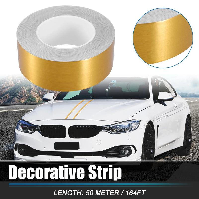 Car Motorcycle 2 x 164ft Decorative Strips Waterproof Gold Tone