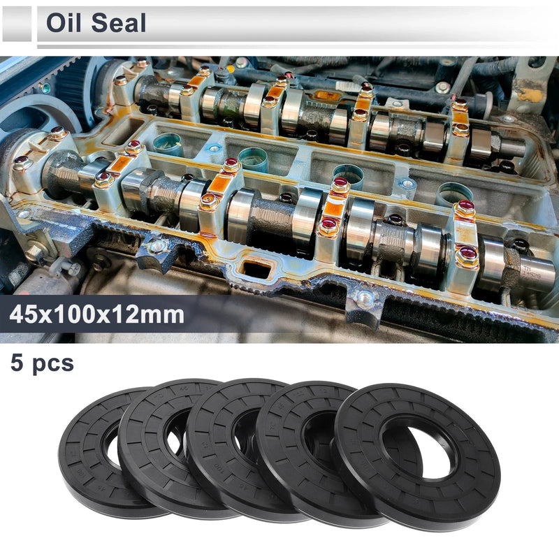 Oil Seal 45x100x12mm Nitrile Rubber Black 5 Pcs