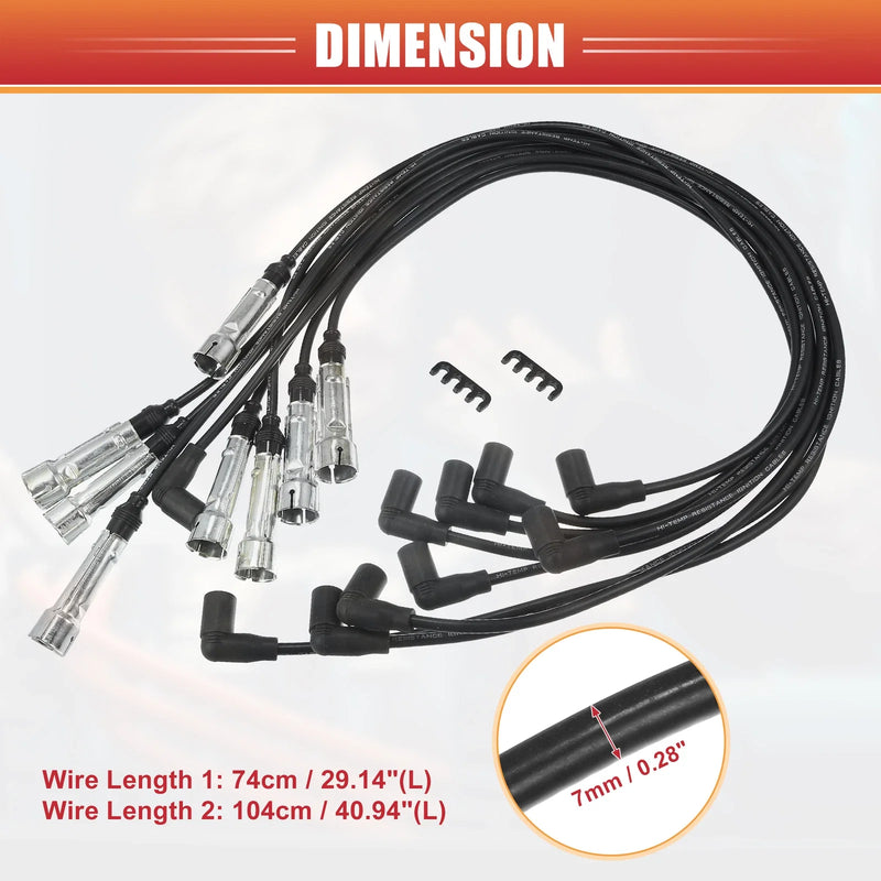 Mercedes-Benz 380SE 9 x Spark Plug Wire Ignition Coil Cables (1980-1985)