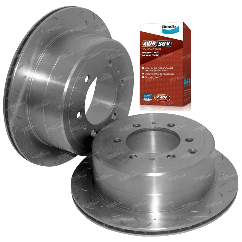 Toyota FJ80 2 x Rear Drilled Slotted Rotors Pads (1989–1999)