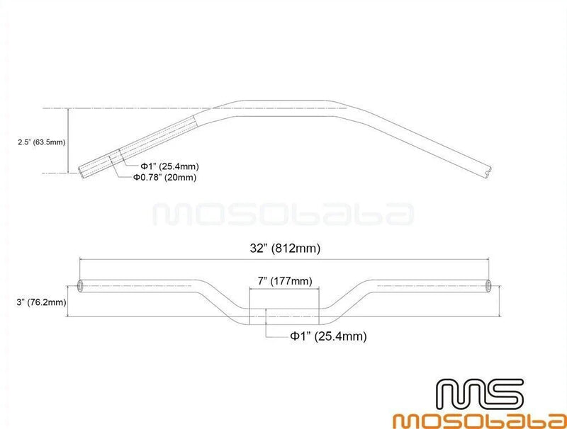 Harley Dyna Softail Street Bob 1" Motorcycle Tracker Drag Bars (2006-2023)