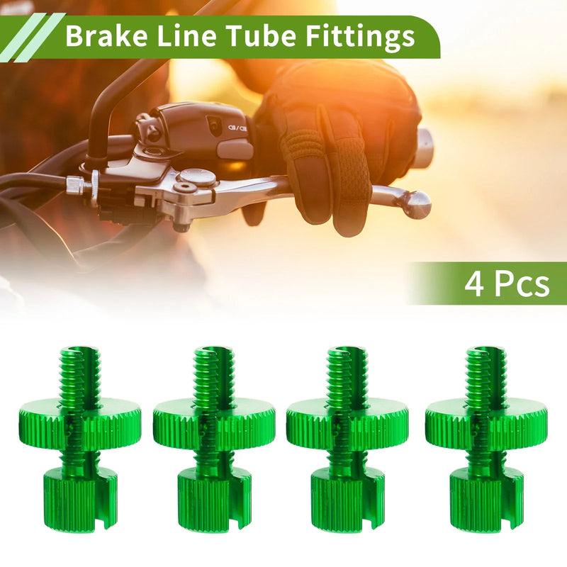 Motorcycle 4 x M8 Aluminum Cable Adjuster Screw Green