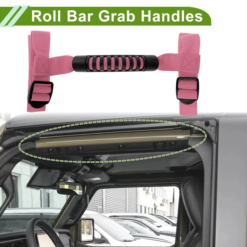 Jeep Wrangler 1987-2021 - 2 x Pink Handles Roll Bar Grab Handles