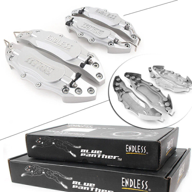 Universal Car Front & Rear Silver 4 x 3D Metal Brake Caliper Covers