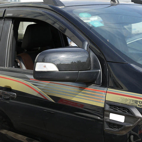Ford Ranger Carbon Black Rear View Side Mirror Cover Caps (2015-2022)