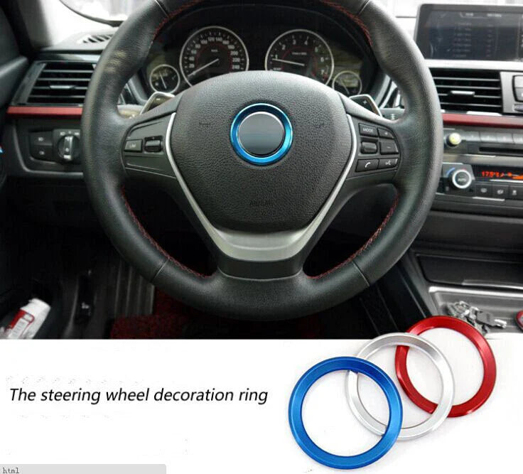 BMW Series 3 5 7 X1 X5 X6 Car Steering Wheel Logo Ring Sticker Aluminum Fit