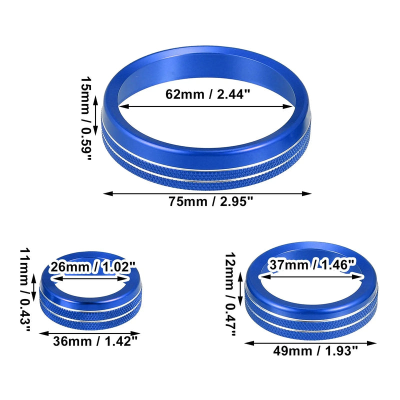 Ford Bronco 6 x Blue Aluminum Alloy AC Control Knob Covers (2021-2022)