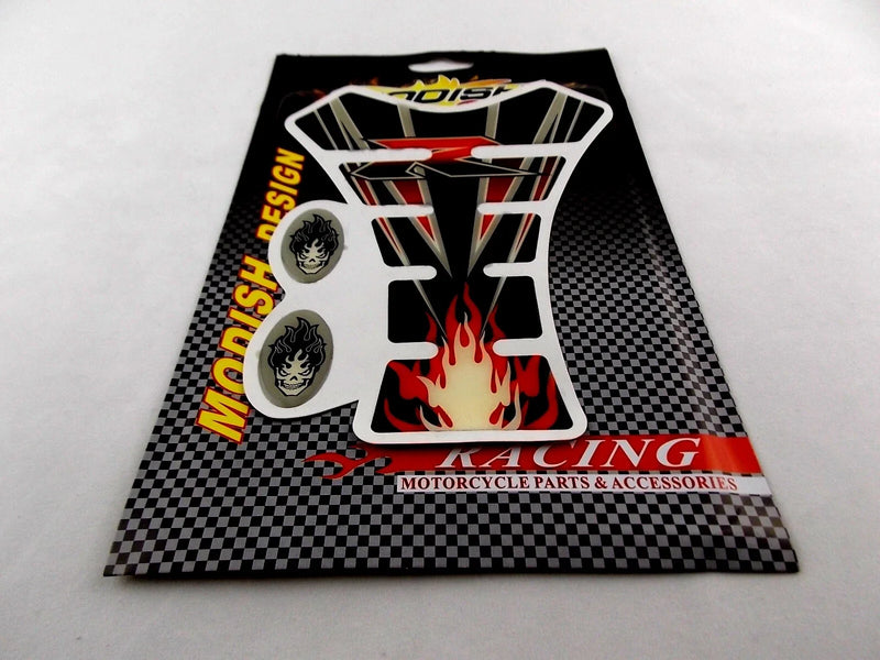 Red R Modish Racing Motorcycle Tank Pad Sticker Protector