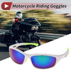 PC Cycling Sunglasses 1 Pc Motorcycle Riding Goggles Green Lens White Frame