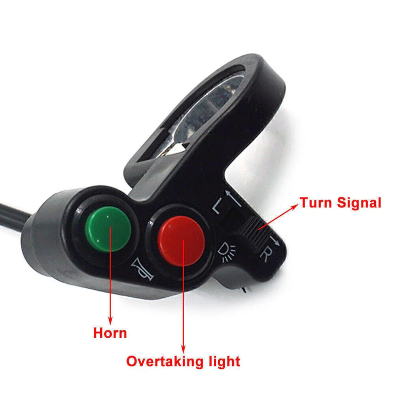 Motorcycle ATV E-bike 3 x 7/8" Handlebar Horn Turn Signal Light Switch