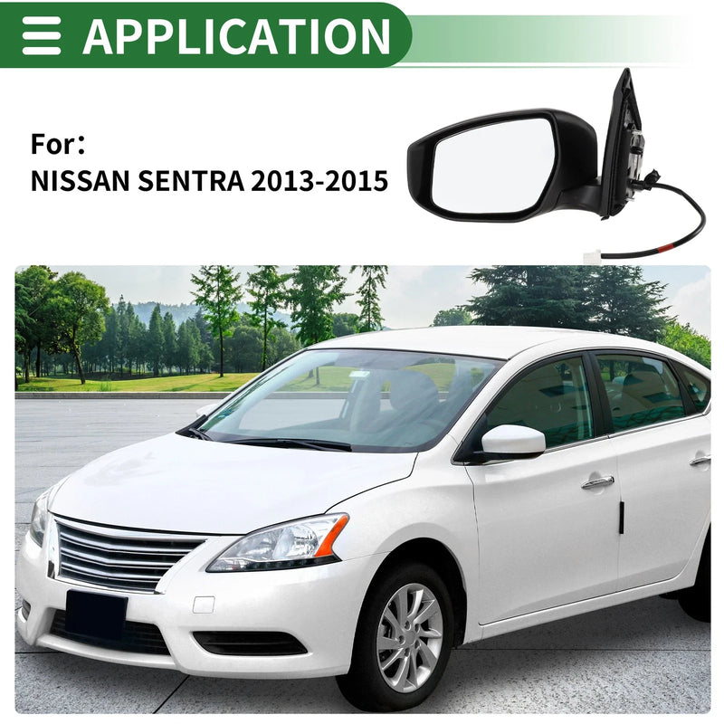 Nissan Sentra (2013-2015) Manual Folding Black Left Side Door Mirror