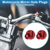 Motorcycle Left Hand M10x1.25 Motorcycle Mirror Hole Plugs Red Screws