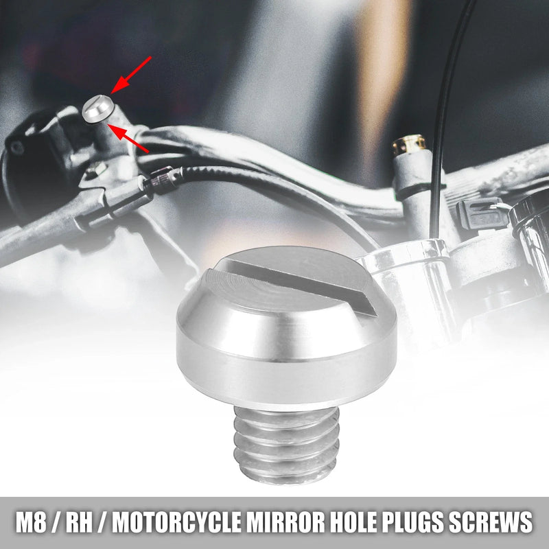 Universal M8 Motorcycle Mirror Screws Mirrors Caps Positive Silver Tone