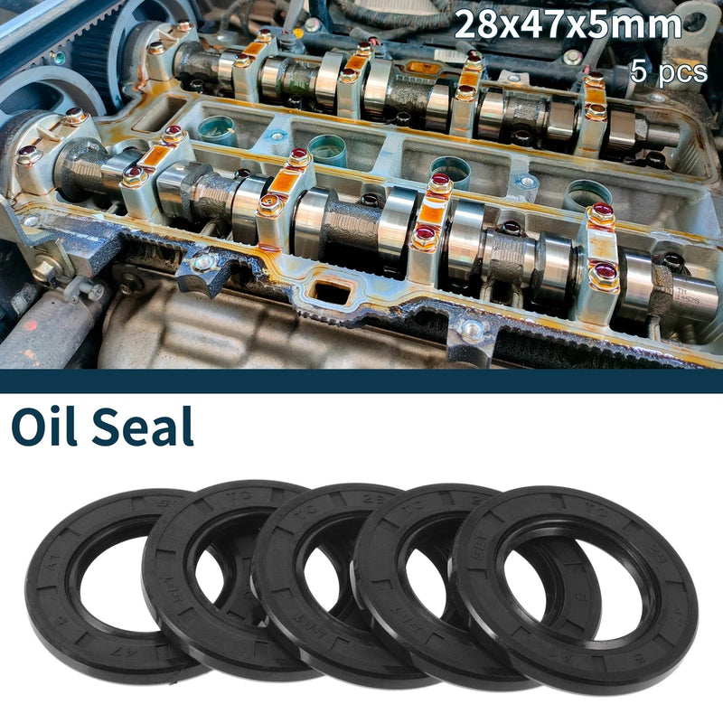 Oil Seal 28x47x5mm NBR Black 5Pcs