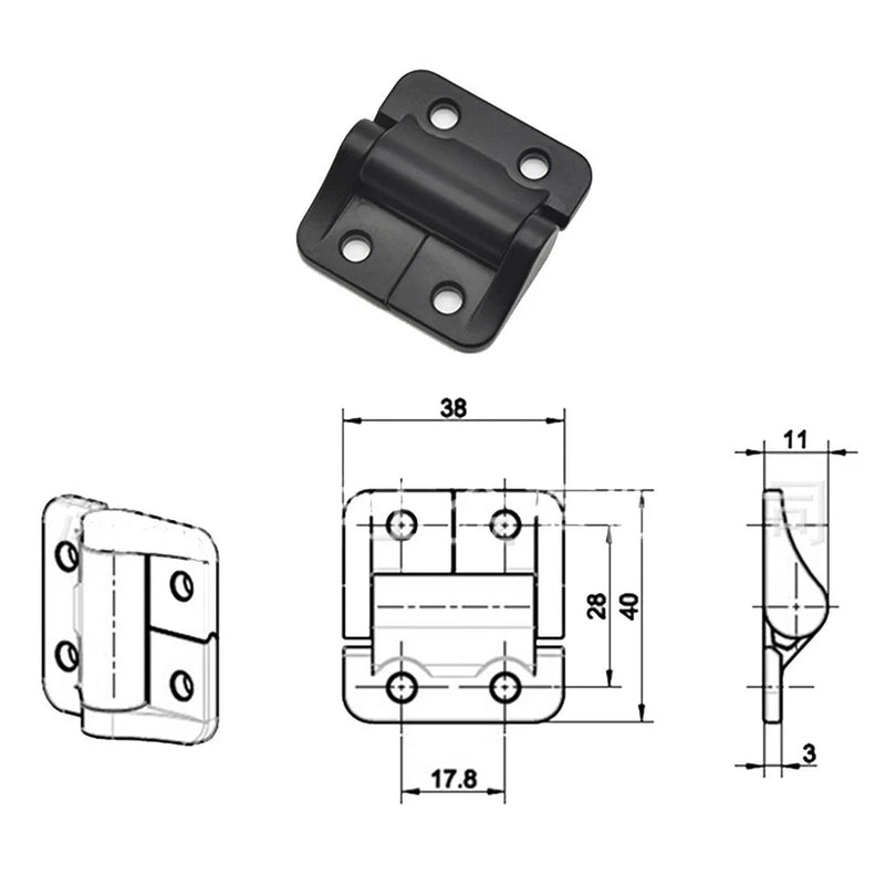 Constant Torque Hinge 1.57 x 1.50 in, 4 Holes Black Model