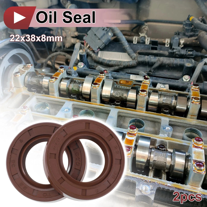 Oil Seal Seal Ring Rotary Shaft Seal FKM Rubber 22x38x8mm Brown 2 x pcs