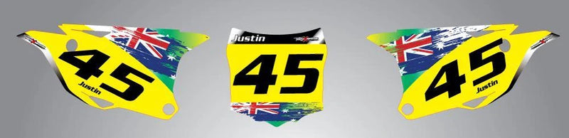 Custom Number Plates 2014 KX 100 Aussie Pride Stickers/Graphics