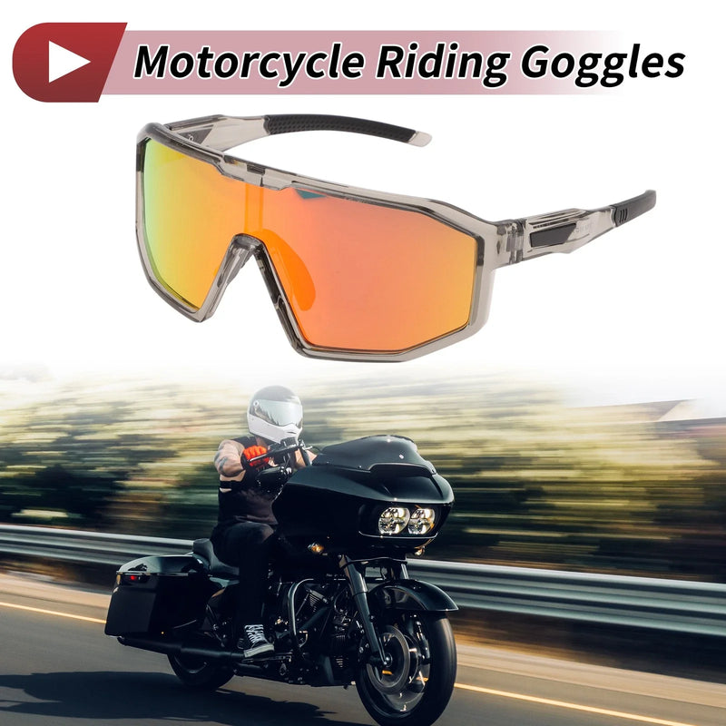 Motorcycle Motorcycle Riding Goggles Red Lens Clear Gray Frame UV400
