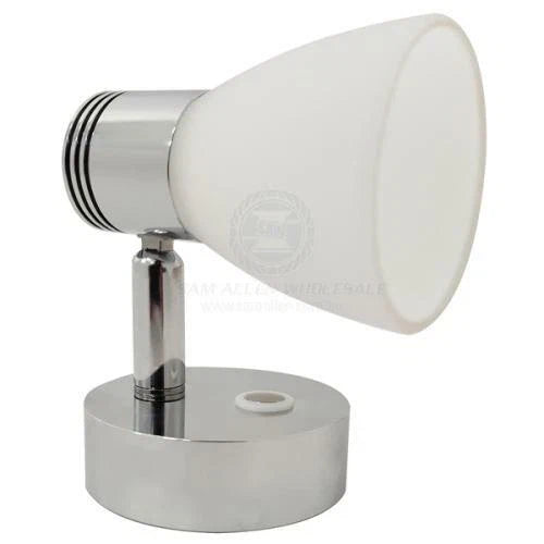 Caravan Boat Bulkhead Light LED with USB Outlet Chrome/White