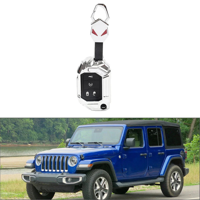 Jeep Wrangler Silver 4-Button Remote Key Fob Cover (2018-2024)