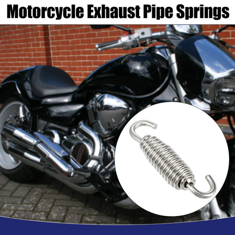 Universal 4 x Motorcycle Muffler Exhaust Pipe Spring 2.17" Silver Tone