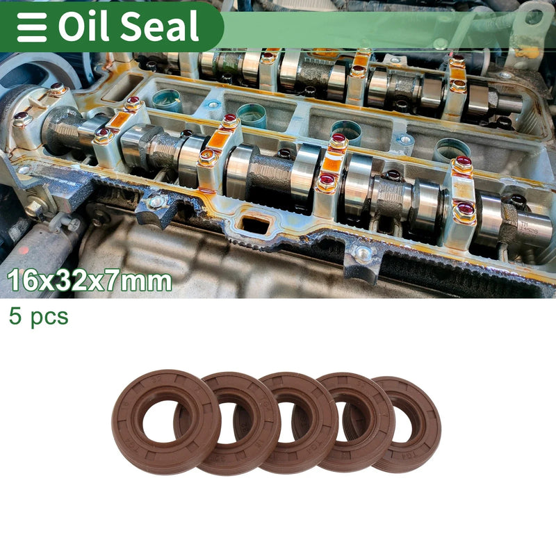 Make Model Oil Seal 16x32x7mm FKM Rubber Brown 5 Pcs