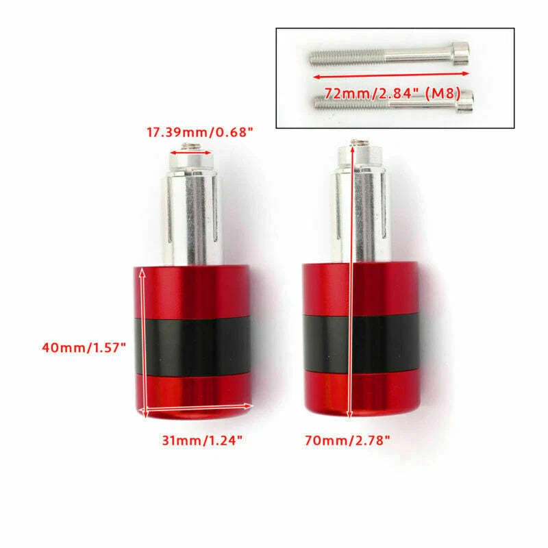 F1 F2 22mm Aluminum Red Motorcycle Handlebar Weights