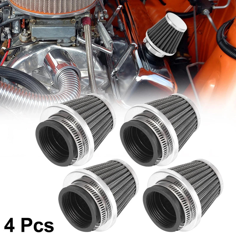 Motorcycle 4 x 42mm Air Filter Cleaner Round Tapered Universal Black