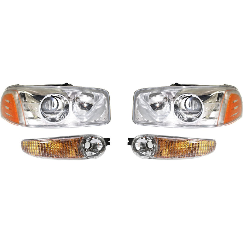 Headlight Kit For 2002-2006 GMC Sierra 1500 LH RH 01-06