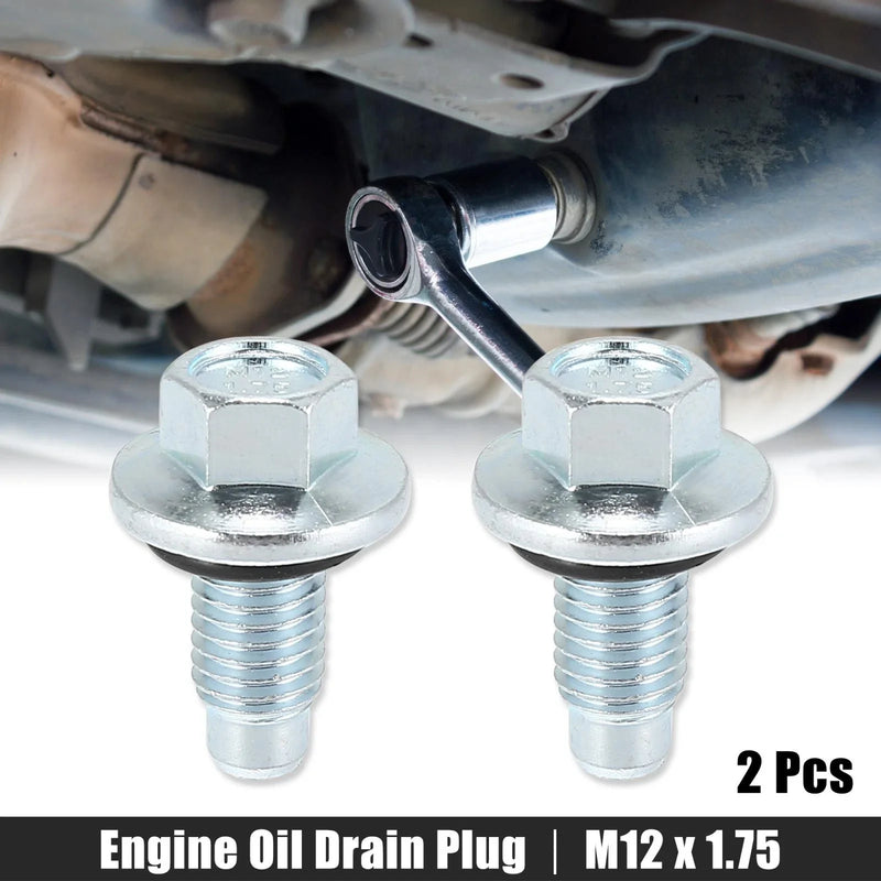 Buick Silver Tone 2 x M12 x 1.75 Steel Engine Oil Drain Plug