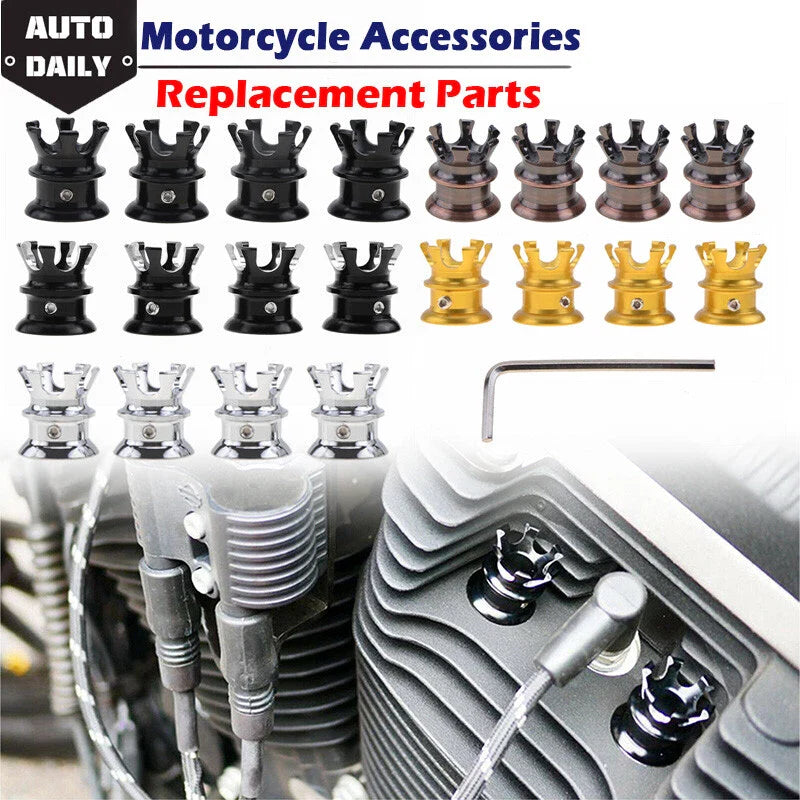 Harley Road King, Glide 4 x Head Bolt Topper Crown Engine Cover Trim