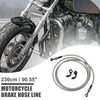 Motorcycle Brake Hose 90 Degree Braided Line 230cm Silver Tone