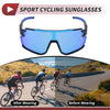 Blue Lens Motorcycle Riding Goggles Black Frame Outdoor Sports Sunglasses