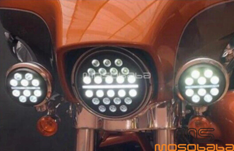 Harley Electra Glide 6000K Round LED Fog Passing Headlight DRL Lights
