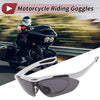 Motorcycle Riding Dark Gray Lens White Black Frame Cycling Sunglasses Goggles