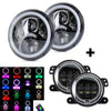 Jeep Wrangler JK 7" LED Headlights & 4" Fog Lights (1997-2017)