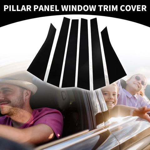 Chevrolet Impala (2006-2013) Black 6 x Car Pillar Window Trim Covers