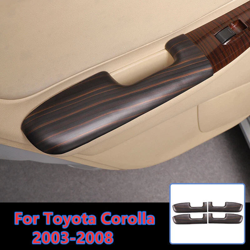 Toyota Corolla 4x Wood Grain Door Armrest Handle Panel Trim Cap (2003–2008)