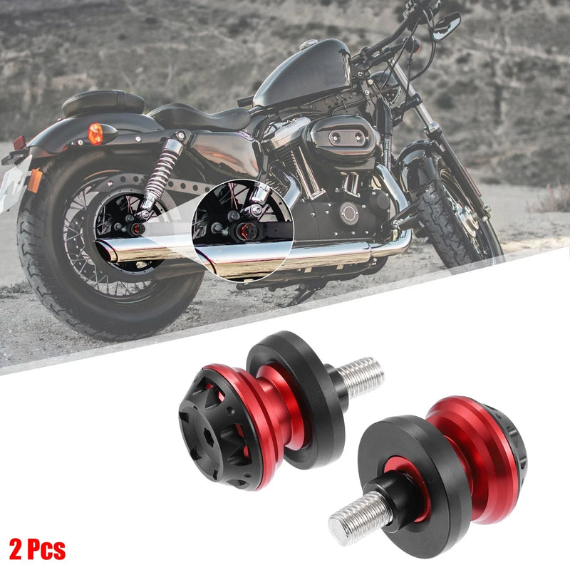 Motorcycle 2 x 10mm M10x1.5 Red Aluminum Swing Arm Spools Sliders Stand