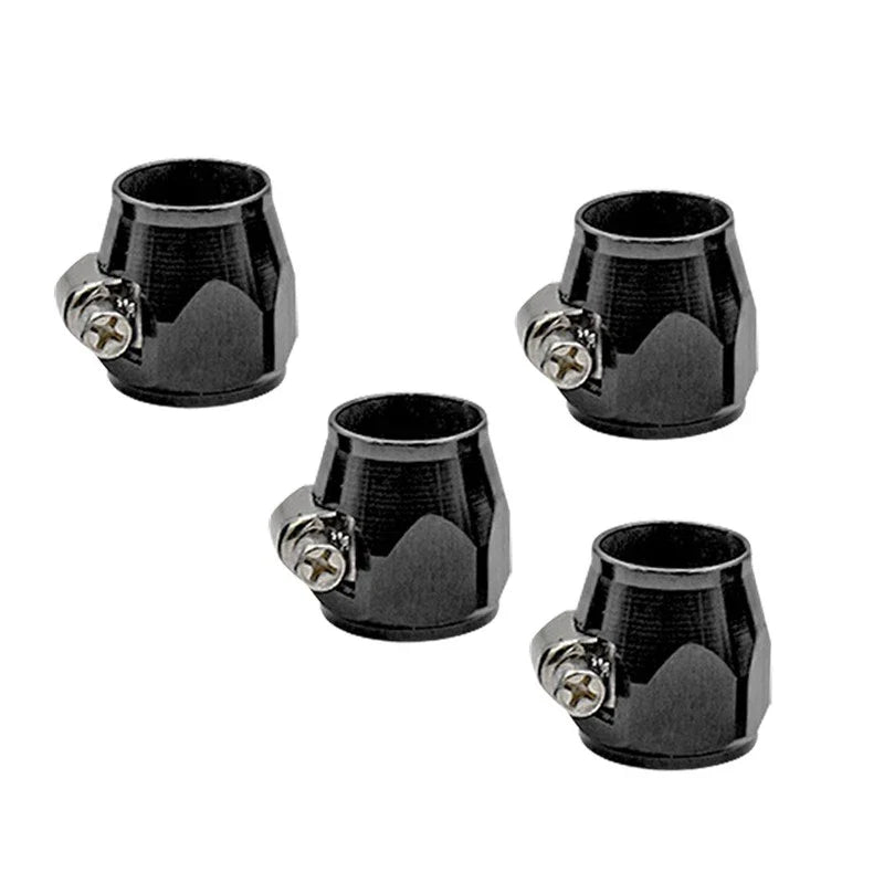 Universal Connection Fitting 4 x Black Aluminum AN8 Hex Hose Clamps