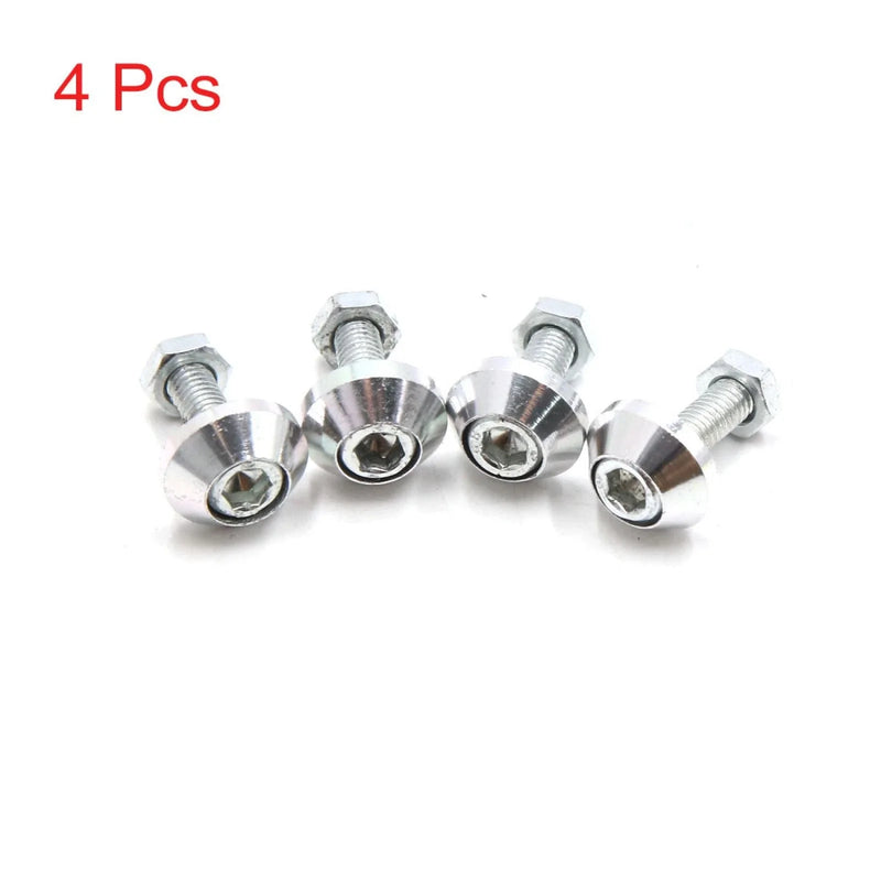 Car / Motorcycle 4 x Silver Tone Aluminum Alloy License Plate Screws