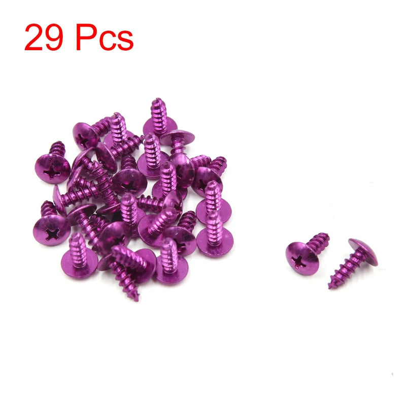 Universal Motorcycle Scooter 29 Pcs Round Cross Head Screws Bolts Purple