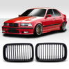 BMW E36 3 Series Sedan Matte Black Front Kidney Grilles (1992-1997)