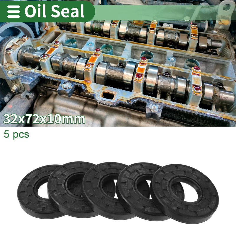 Oil Seal Rotary Shaft Seal NBR Rubber 32x72x10mm Black 5 Pcs