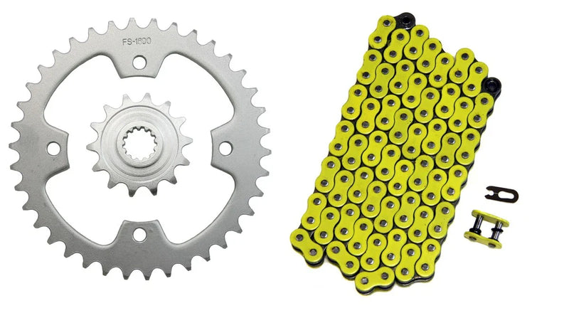 KFX450R Yellow 520x94 O-Ring Chain & 14/38 Sprockets (2008-2014)