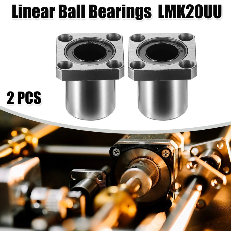 LMK 2 x LMK20UU 20mm IDx32x42 Flange Linear Ball Bearings